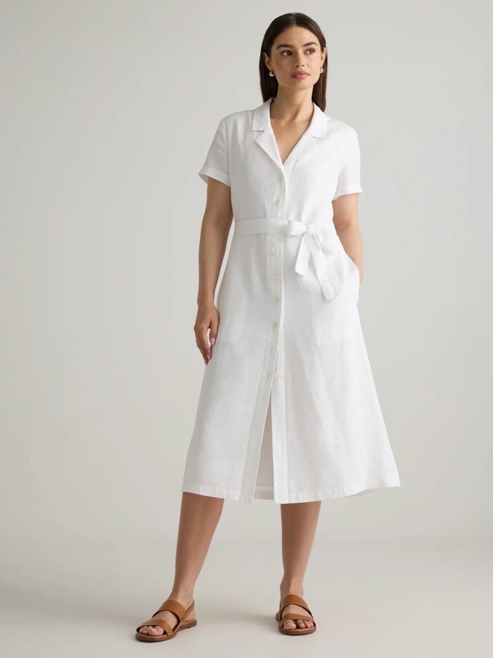 100% European Linen Button Front Dress - Size XS